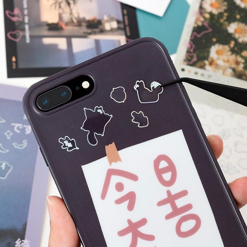 1 Sheet Transparent Flash Laser Line Stickers Decorative Stationery Diy Scrapbooking Material Pvc Stickers Cute Album Stick
