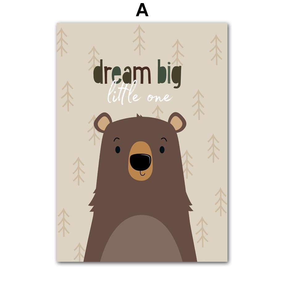 Boho Bear Sloth Mountain Sun Rainbow Nursery Posters Cartoon Wall Art Print Canvas Painting Baby Kids Room Home Decor Pictures