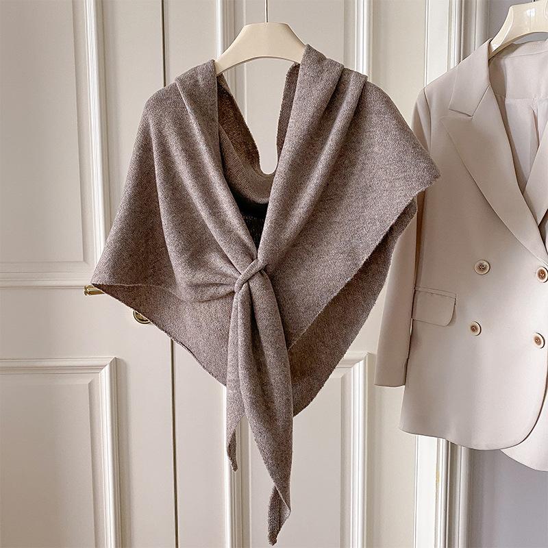  Winter Shawl For Women Warm Scarf Triangle Knit Scarves Hijab Solid Lady Wrap Female Pashmina Bandana Head Scarfs New