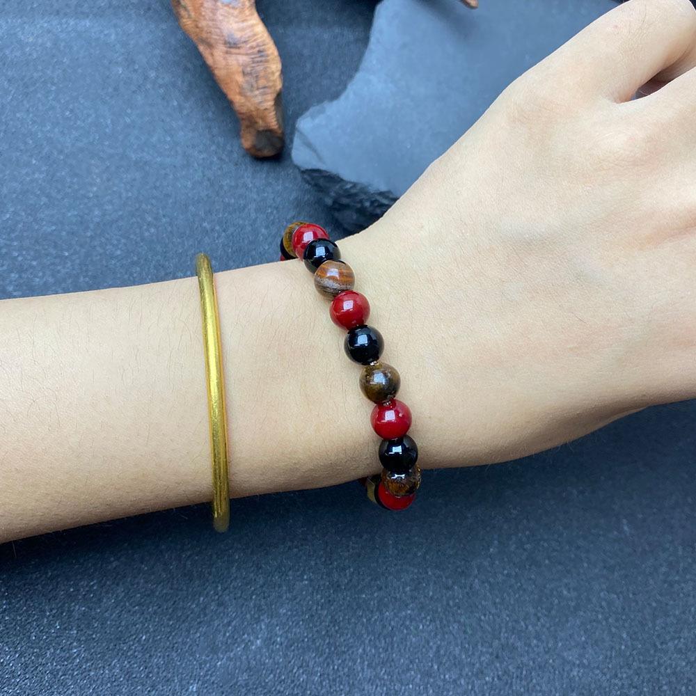 8mm Amazon Tiger's Eye, Obsidian and Redstone Beads, Personalized Jewelry for Men and Women