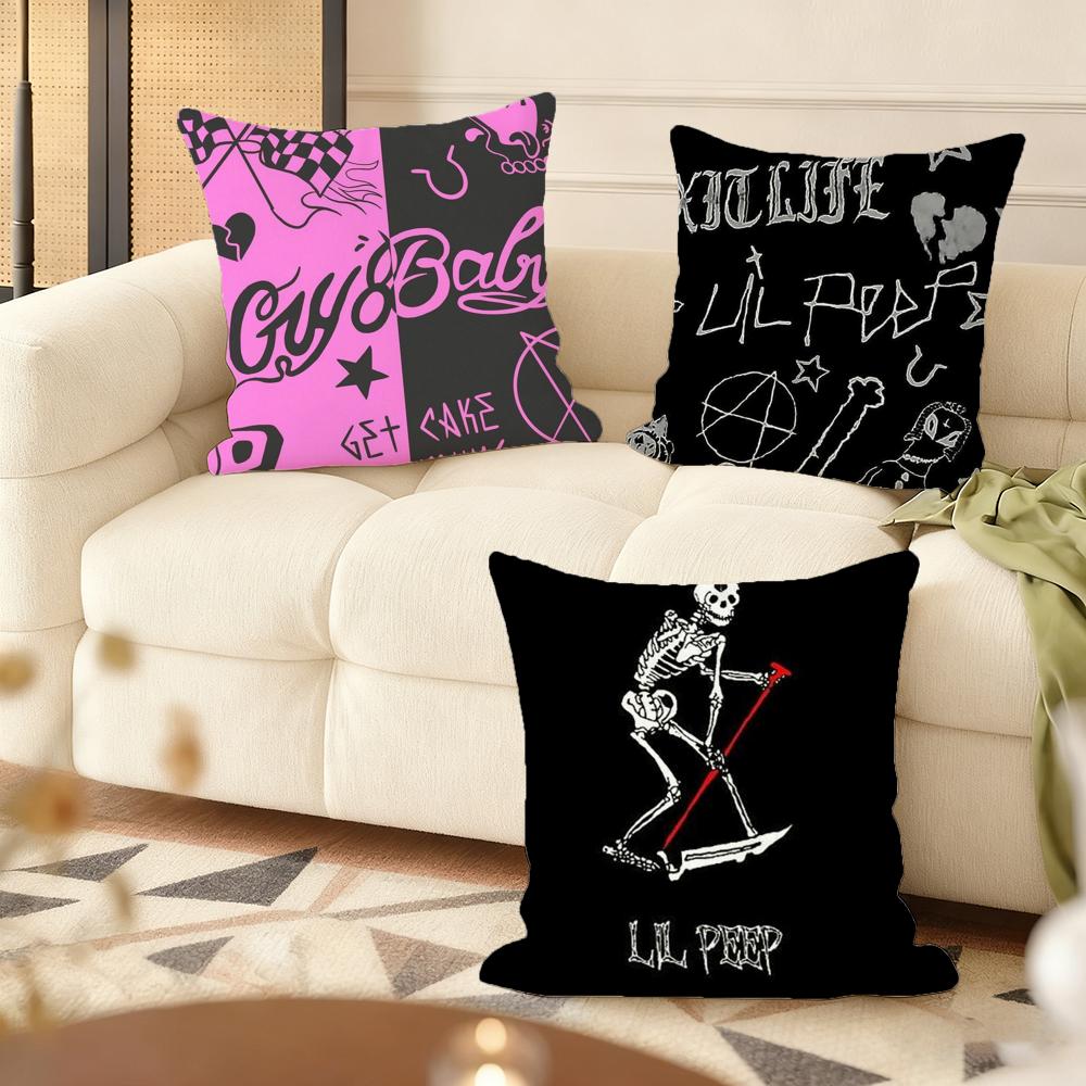 L-Lil Peep H-Hell Boy Cushion Cover Soft Short Plush Pillow Cover Smooth Cozy Texture Aesthetic Cushion Case Home Decor
