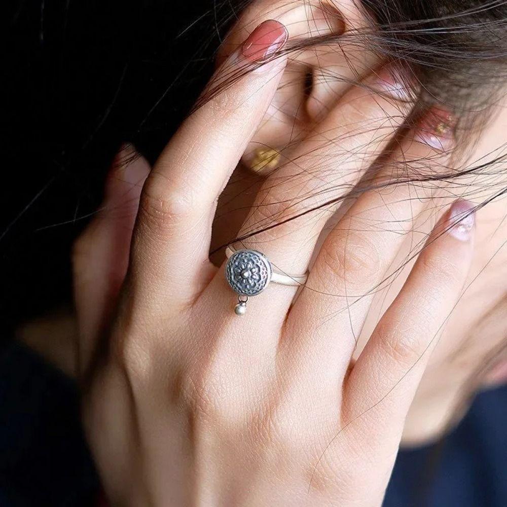 Rotatable Vintage Ring Open Fortune Wealth Ring Finger Rings Spinner Ring Gift