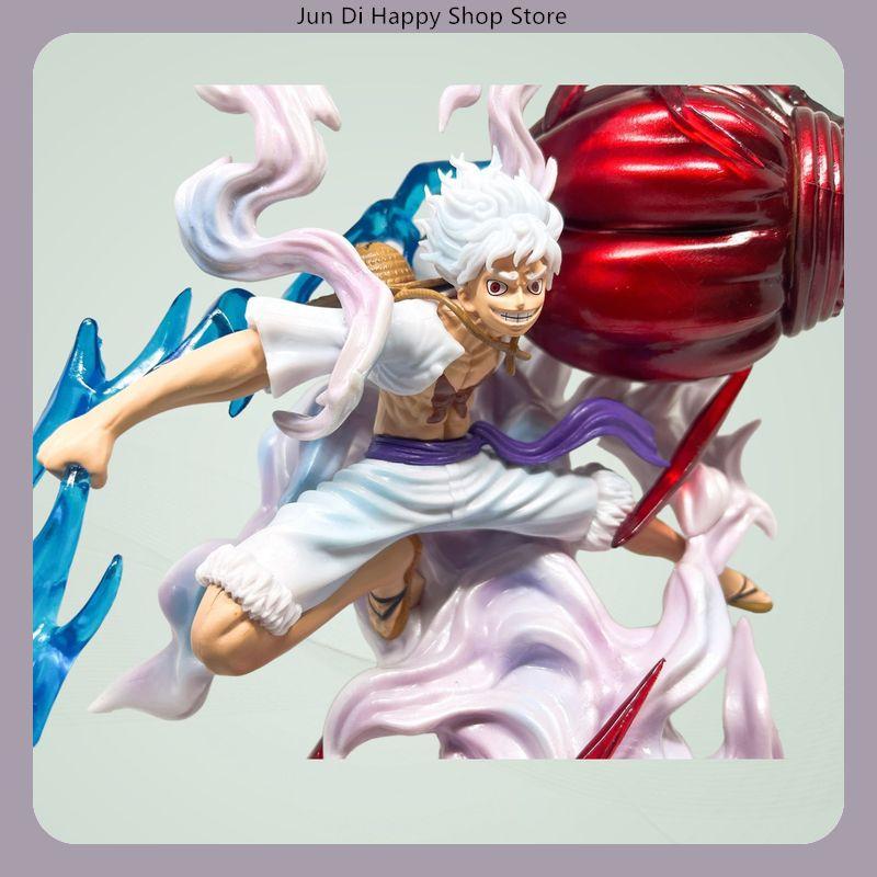 28cm One Piece Onigashima Arc Gear Fifth Nika Lightning Luffy Battle Anime Figure Model Statue Desktop Decoration