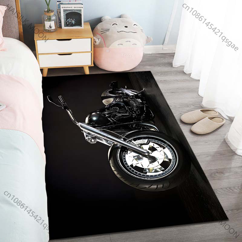 1PC Cool Motorcycle Pattern Carpet for Living Room Bedroom Sofa Home Decor Non-slip Floor Mat Large Size Luxury Gift