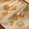 Style Geometric Stainless Steel Ring With Water Diamond Embedding For Women