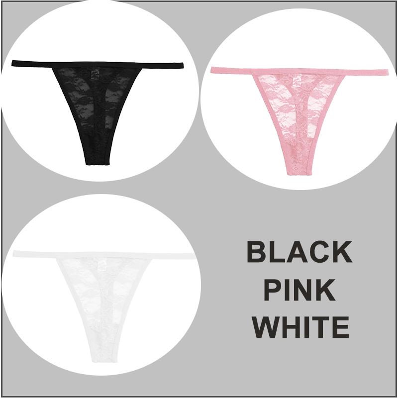 FINETOO 3PCS/Set Sexy G-string Panties Women Thongs  Lace Underwear Pantys Low-Waist Femme Underpants Mesh Transparent  Lingerie