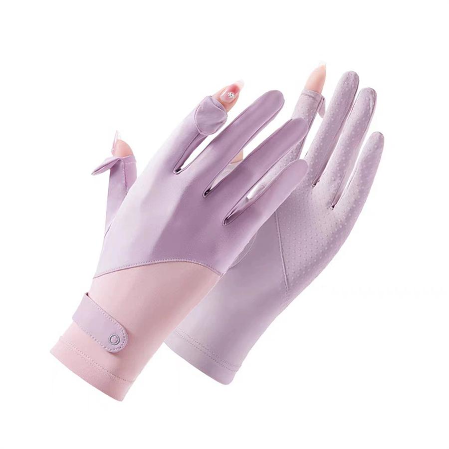 

Women UPF 50+ Sun Protection Gloves, Breathable Ice Silk Gloves with Flip Touchscreen Fingers, Anti-Slip for Driving, Cycling, Outdoor L фіолетовий