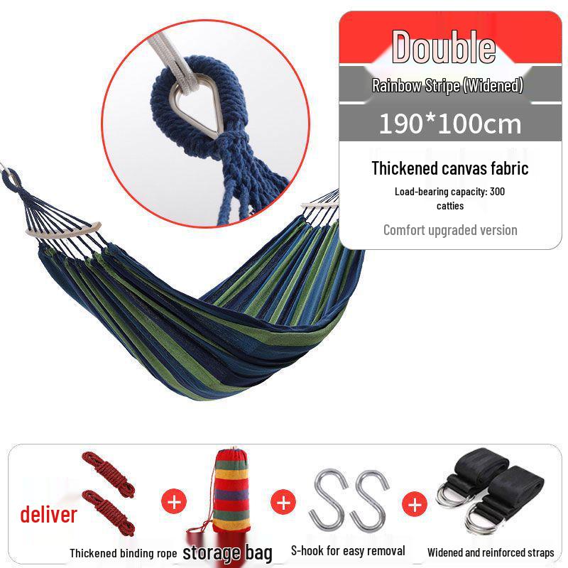Thickened Anti-Rollover Hammock Swing Chair for Outdoor/Indoor Use - Single/Double, Child/Adult