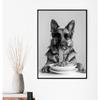 Interesting Animal Collie Eating Spaghetti Bulldog Cook Animal Portrait Poster Canvas Paintings Wall Art Pictures Home Decor
