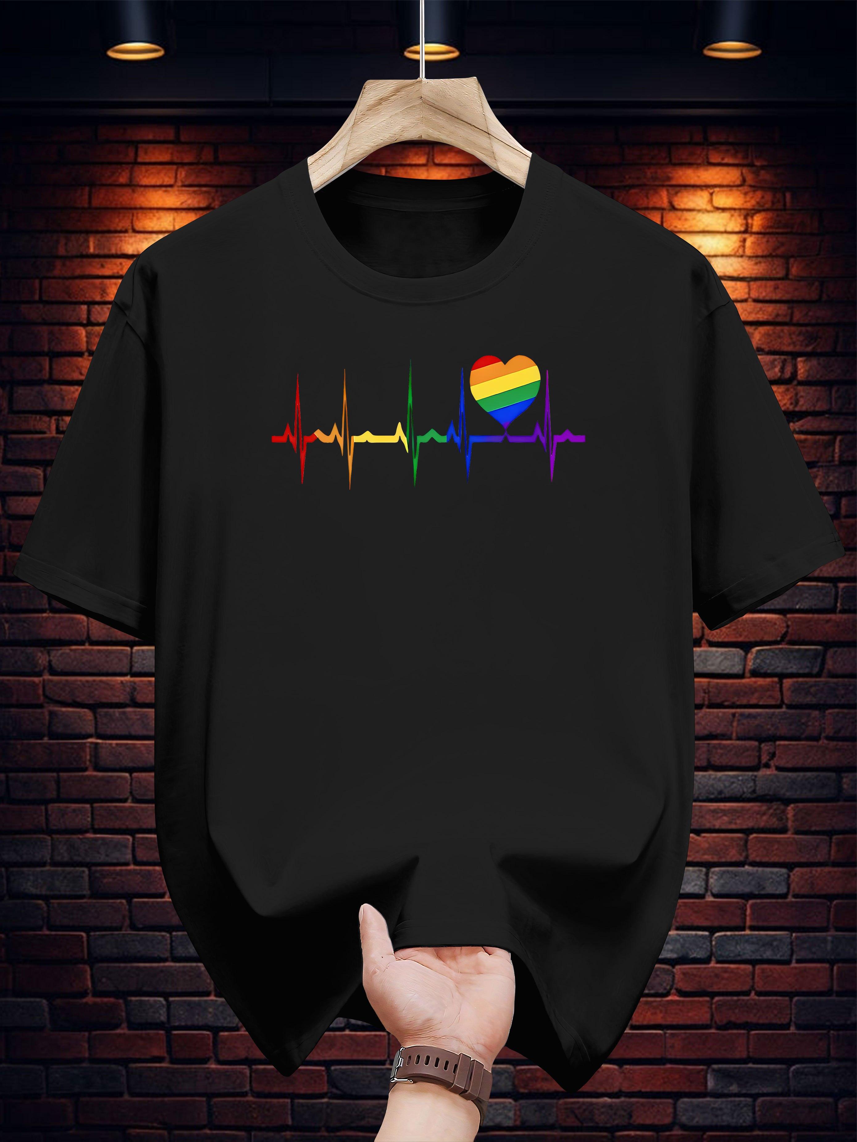 

Graphic T-shirt - Heartbeat & Rainbow Design L