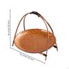 Woven Basket Tray with Stand Freestanding Bamboo Handle Decorative for