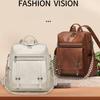 Ethnic Style Wide Shoulder Strap Multi-functional Soft Leather Backpack