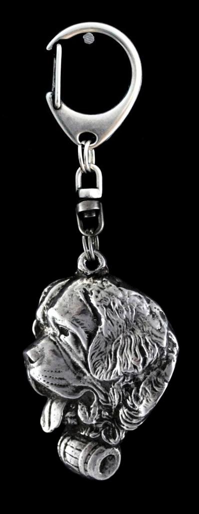 St. Bernard, Saint Bernard, Alpine Mastiff - Silver-plated key ring with a dog in a gift box, handbag decoration, backpack pendant by Art-Dog brand