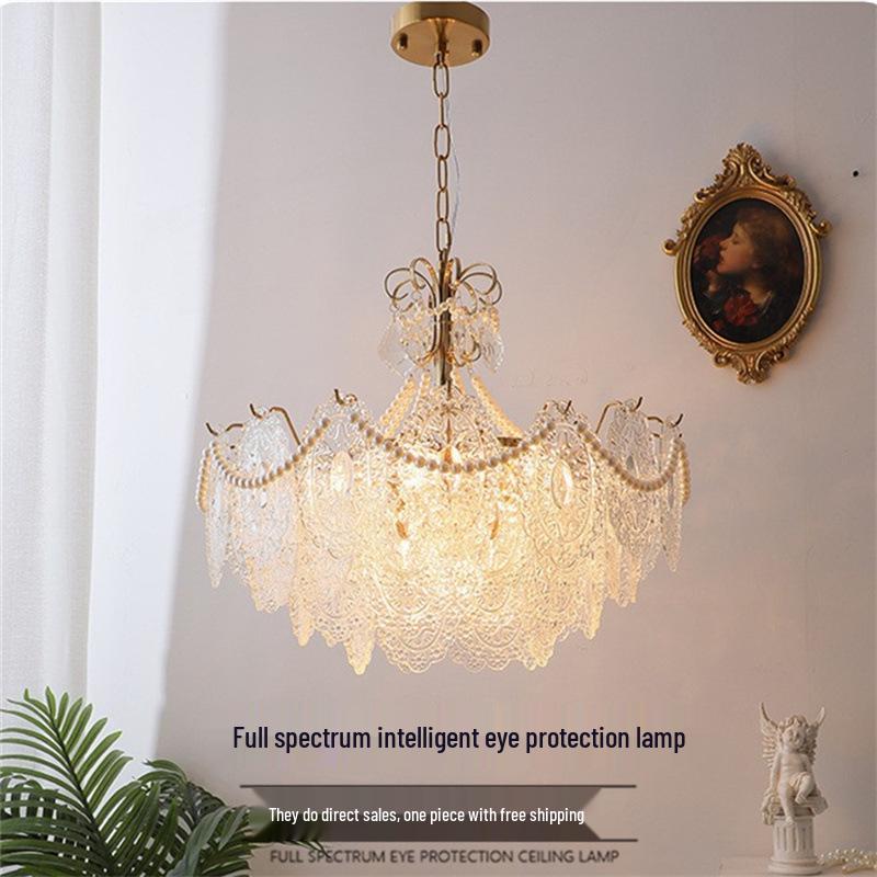 Classic Retro French Glass Crystal Chandelier for Living Room, Restaurant, or Bedroom