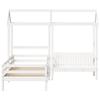 Solid Wood Bed and Bench with Roof White 80x200 Cm Pine Wood