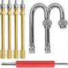 Soujkooy 6PCS Dually Valve Stem Extenders, Heavey Duty 180° Elbows & 4" Straight Metal Dual Wheel Valve Stem Extensions With Valve Core Wrench For