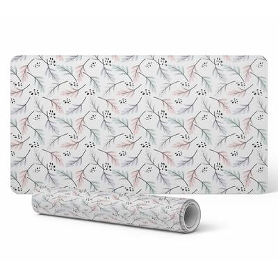 Protective Desk Pad with Pastel Leaf Print 90x45 Cm