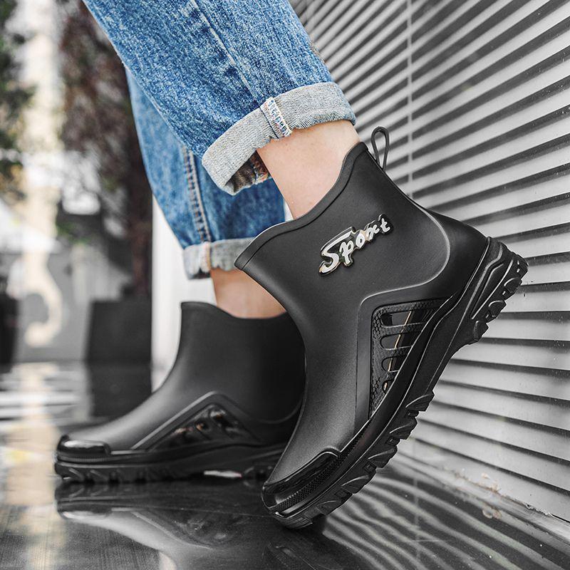 Fashion short rain shoes men's high-end construction ultra-light non-slip waterproof wear-resistant