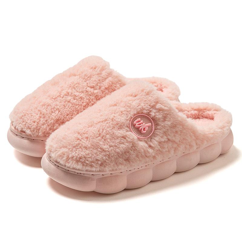 fluff English standard cotton slippers autumn and winter new couple home cotton mop fleece warm slippers