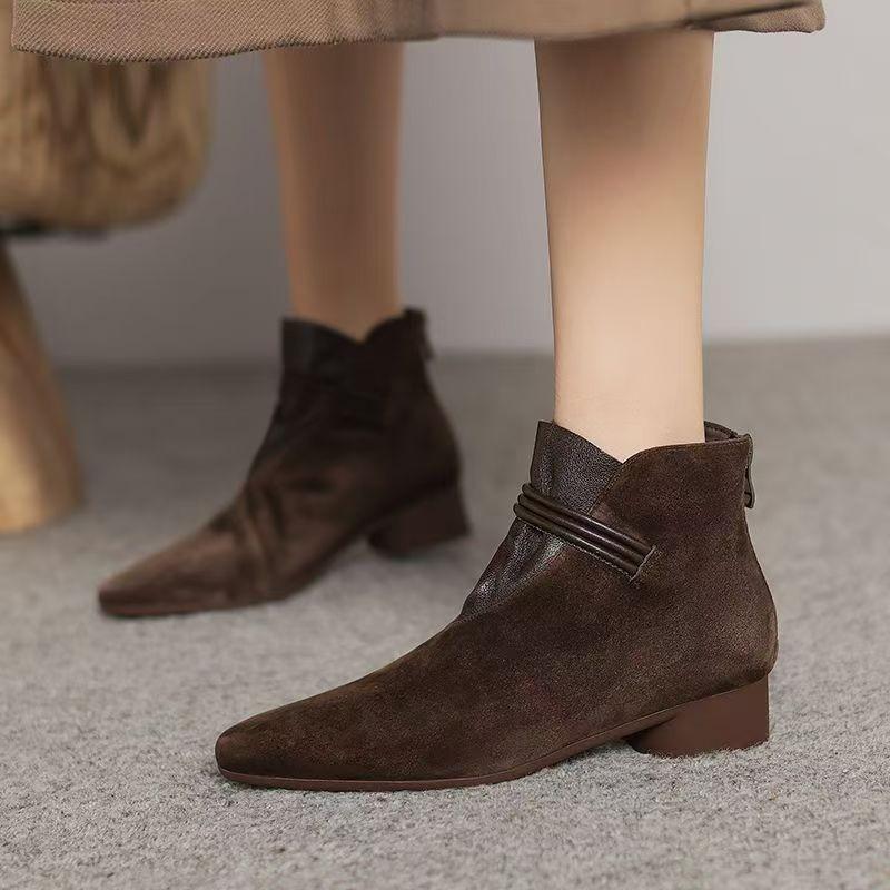 Fur boots women's autumn and winter new models not tired feet boots pointed head low heel flat heel matte velvet fashion