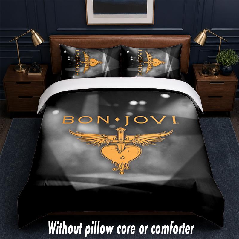 Set Biancheria da Letto Design Bon Jovi 1 Copripiumino + 2 Federe Morbido Traspirante Biancheria da Letto per la Casa