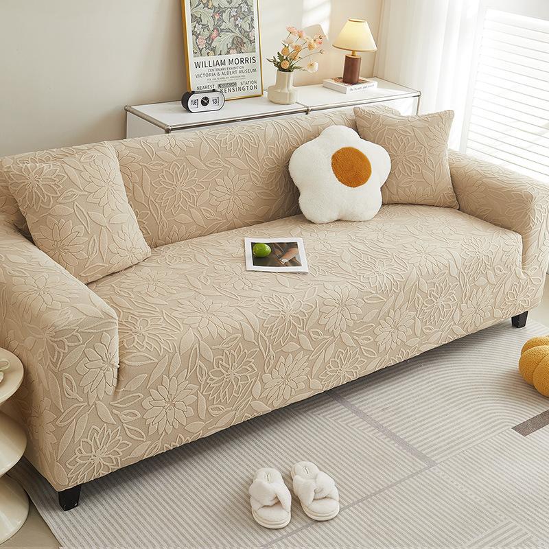 Simple Style Jacquard Fleece Sofa Cover, All-Season Non-Slip All-Inclusive Universal Cover