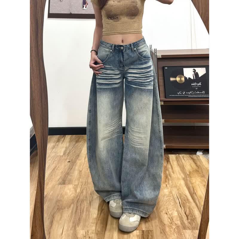 Zuose Retro Embroidered Wide-Leg Jeans XS