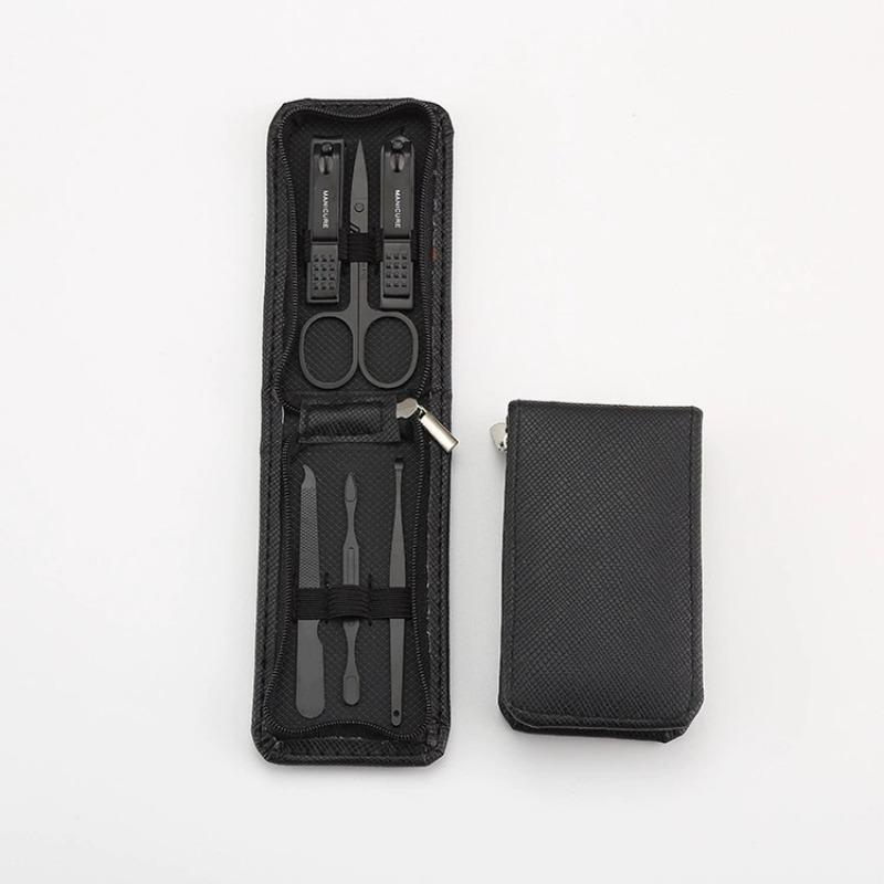 German Quality 6-piece Dark Green Portable Nail Care Set with Nippers, Scissors and Pedicure Tools