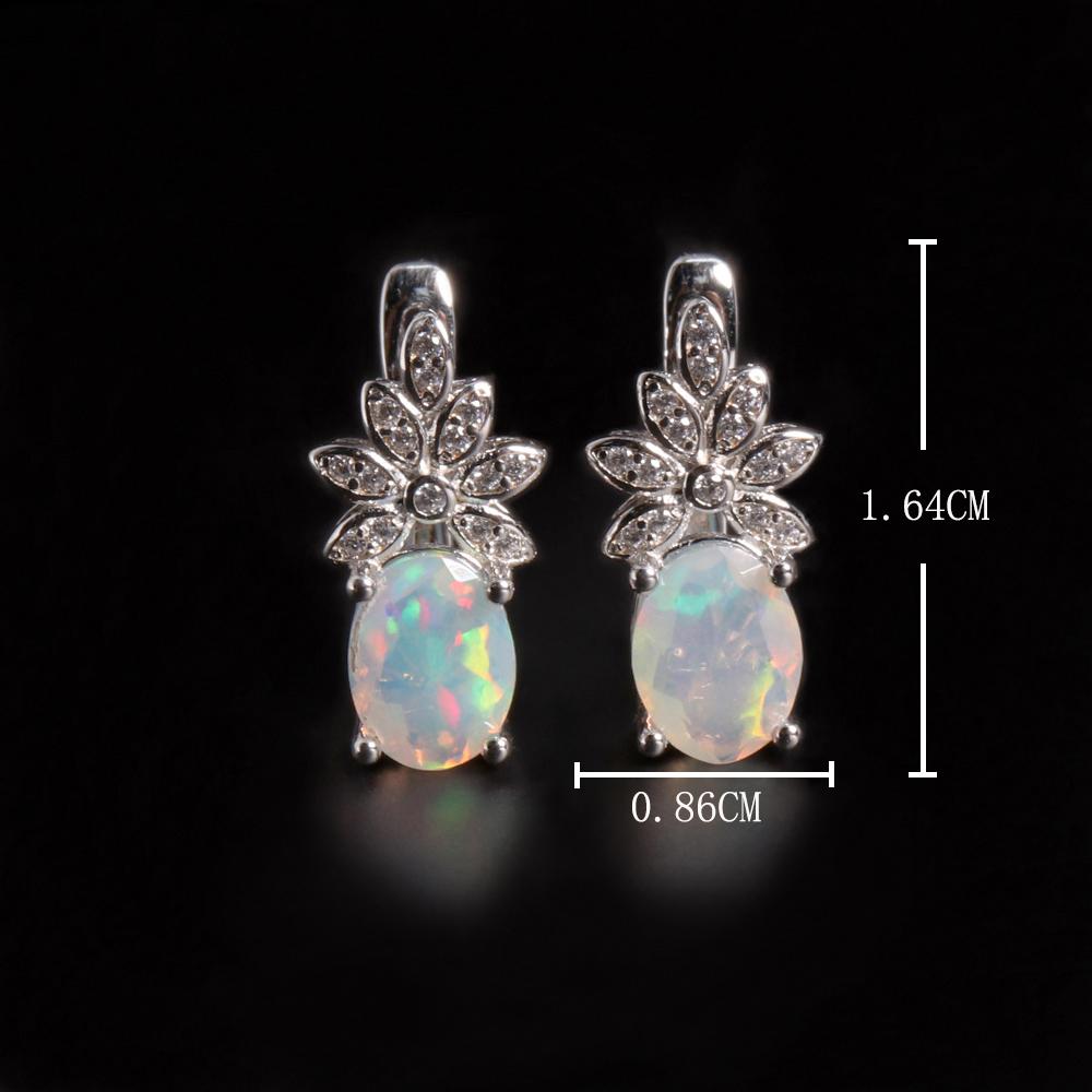 Gorgeous Design October Birthstone Natural Opal Ring Earring Jewelry Set 925 Sterling Silver Birthday Gift for Lady and Girls