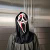 Screaming Mask Horror Bleeding Headgear Disturbing Thriller White Ghost Face Halloween Glow-in-the-Dark Cosplay