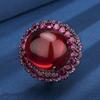 Autumn And Winter Jewelry European Simulation Pigeon Blood Red Corundum Blue Pointed Crystal Black Gold Light Luxury Set Main 18 * 20