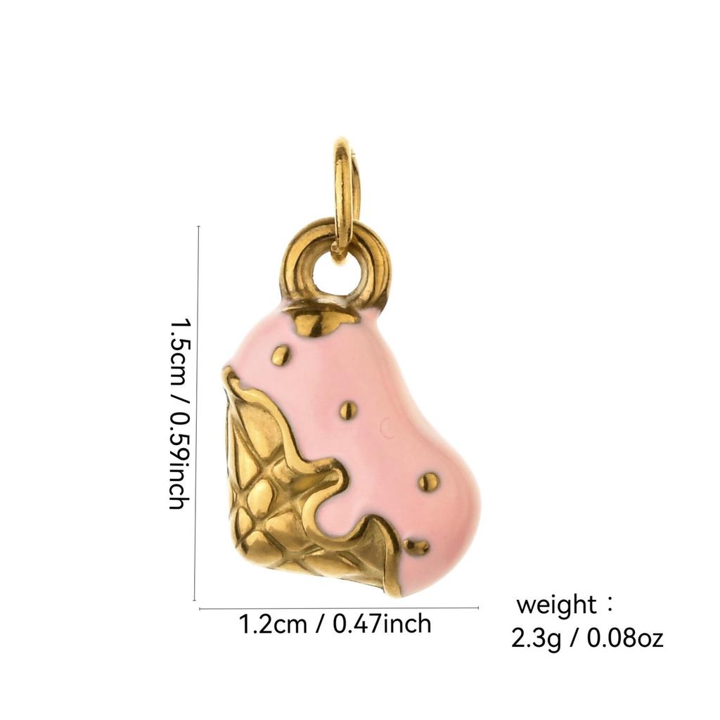 Stainless Steel Drip Oil Ice Cream Heart Necklace & Bracelet Charms