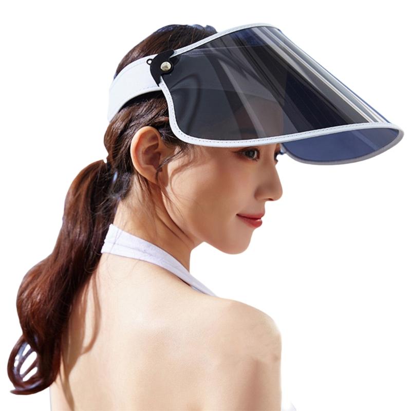 Women's Empty Top Wide Brimmed Colored Lens Sun Visors Hat for Summer Beach and Outdoor Activities
