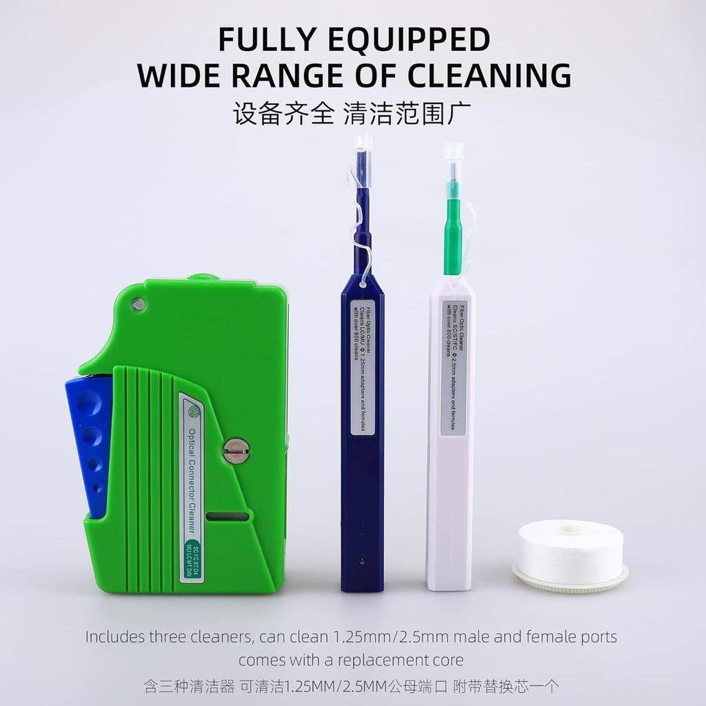 Optical Fiber Cable Cleaner Pen Tool Kit 2.5mm LC MU 1.25mm Connector Joiner Fiber Optic Cleaning Box Tool Cleans