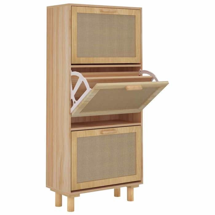 VidaXL Armoire à chaussures Marron 52x25x115cm Bois d'ingénierie/rotin 345650