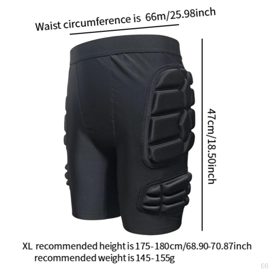 Mens Padded Shorts Breathable Protector for Soccer Basketball Outdoor Sports M