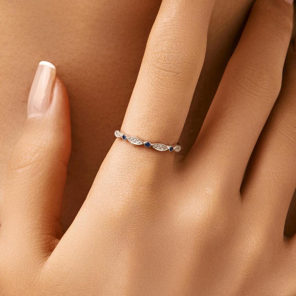 MODIAN S925 Sterling Silver Rhinestone Ring for Women – Elegant, Simple, Versatile Stacking Band