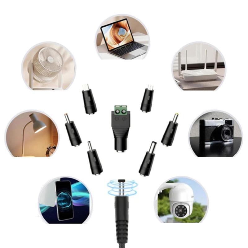 USB C Power Cord with 8 Adapters 100W Highest Efficiency Variable Power Supply DC5.5 Type C Charging Cable 120cm