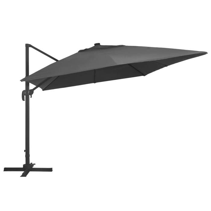 VidaXL Parasol de Jardin en Porte-à-faux et Lumières LED et Mât en Aluminium, Pare-soleil de Patio, Abri de Soleil, Parasol 47006