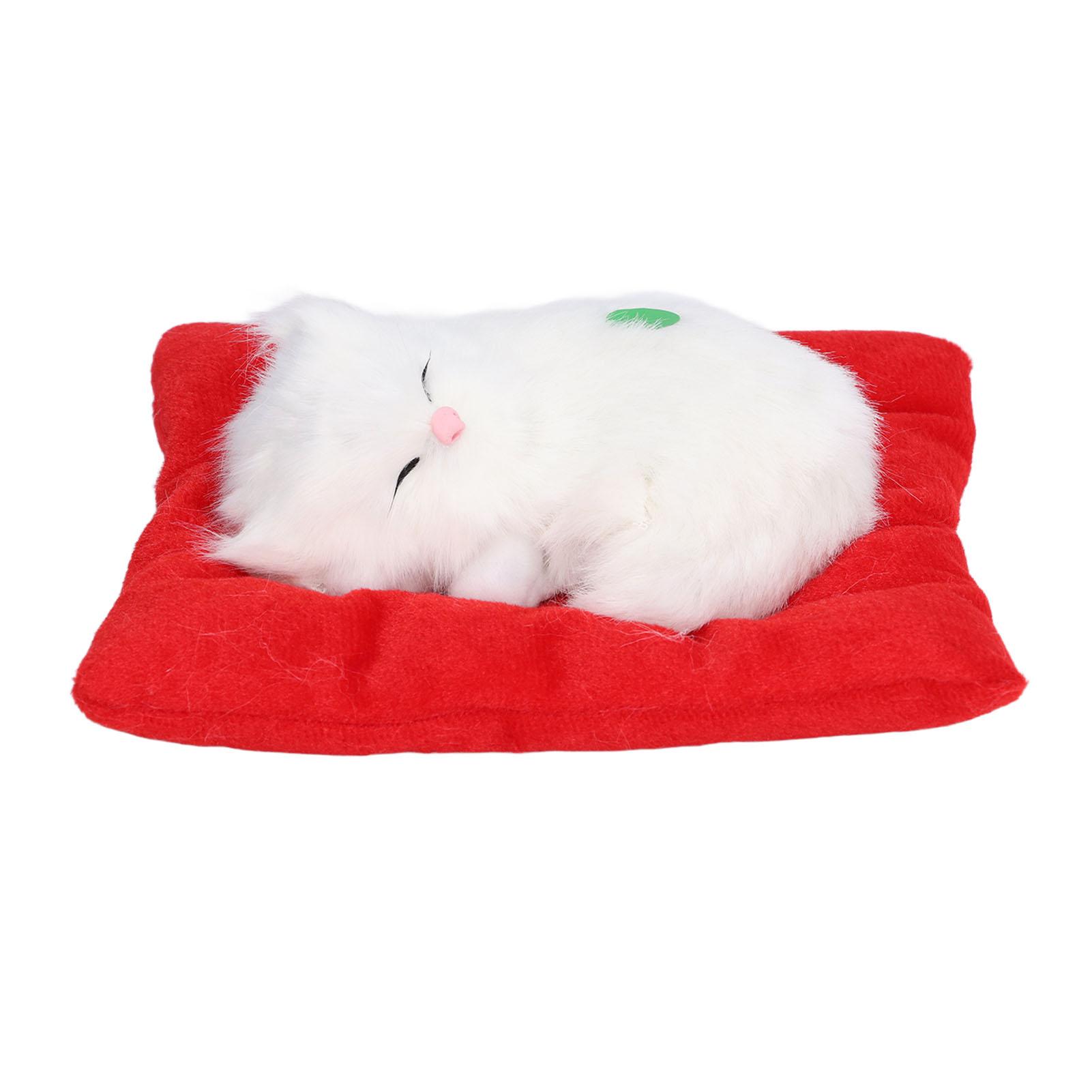 

Fake Cats Sleeping Kitten Doll Toy Simulation Sleeping Cat On Pad Interactive Pet Toy with Sound Active Carbon Type 2