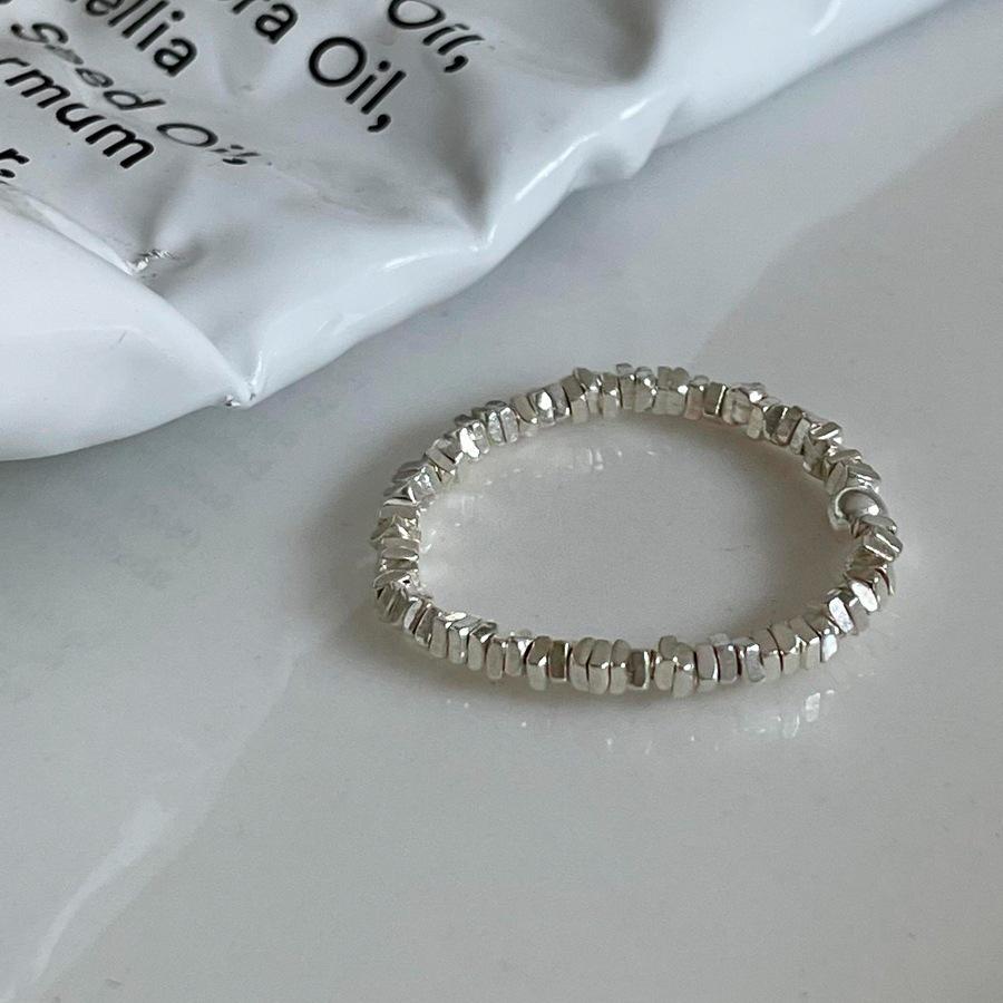 Geometric Pearl Crushed Silver Beaded Women s Retro Romantic Ring - Cool, Trendy, Stackable Ring for Index Finger