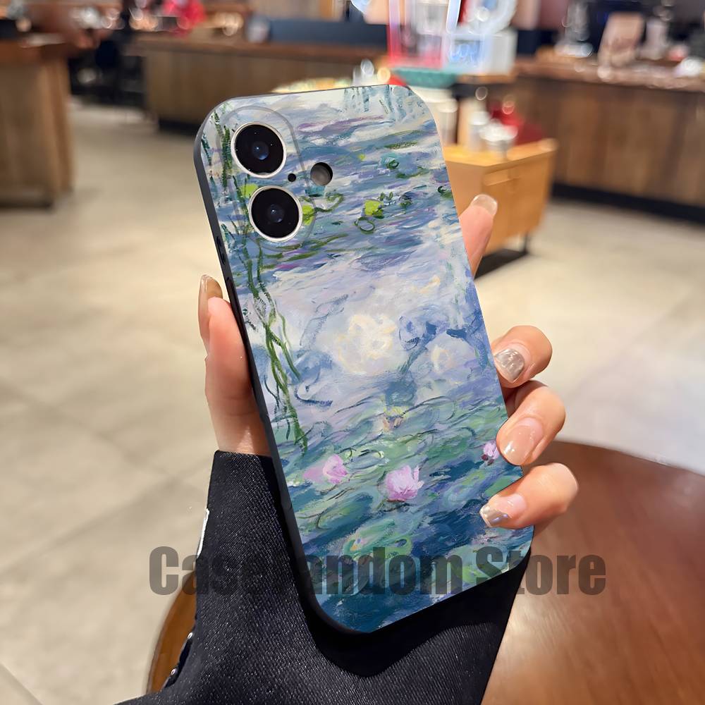 Claude M-Monet Painting Phone Case For iPhone 17,16,15,14,13,12,11,Pro,Max,Plus Black Soft Cover