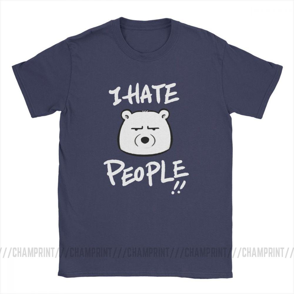I Hate People Men T Shirts Bear I Eat People Solitary Autism Casual Cotton Short