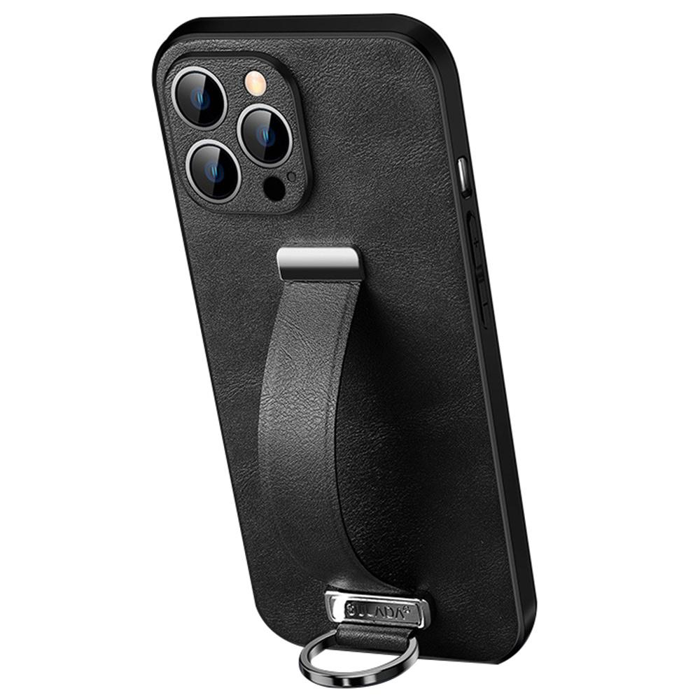 SULADA Moteserie for iPhone 16 Pro Max Deksel Armbånd Støtte Lær Bakside Telefondeksel