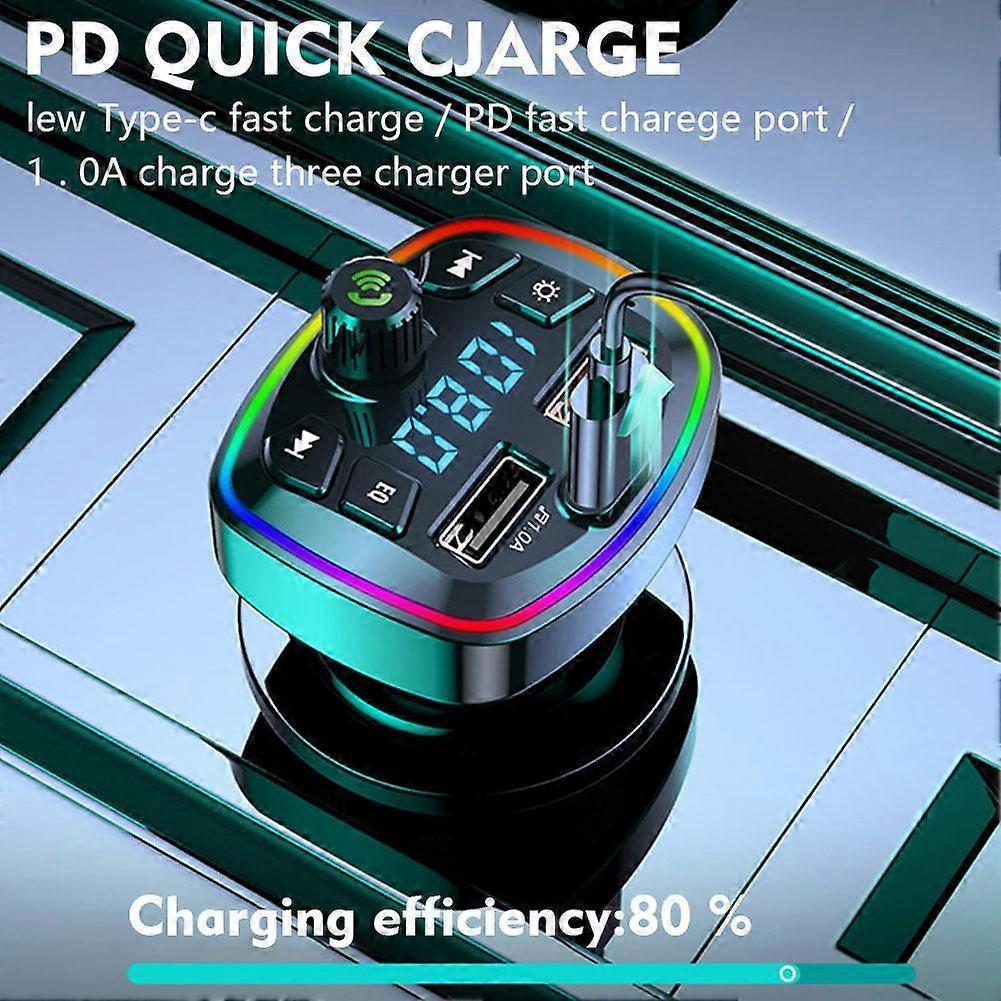 Autoladegerät FM-Sender Bluetooth 5.0 Freisprecheinrichtung True 3,1A Dual-USB-Port PD
