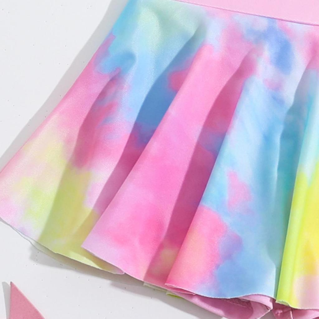 Maillot de bain deux pièces arc-en-ciel 2024 pour filles - Maillot de bain à la mode style robe de princesse pour enfants