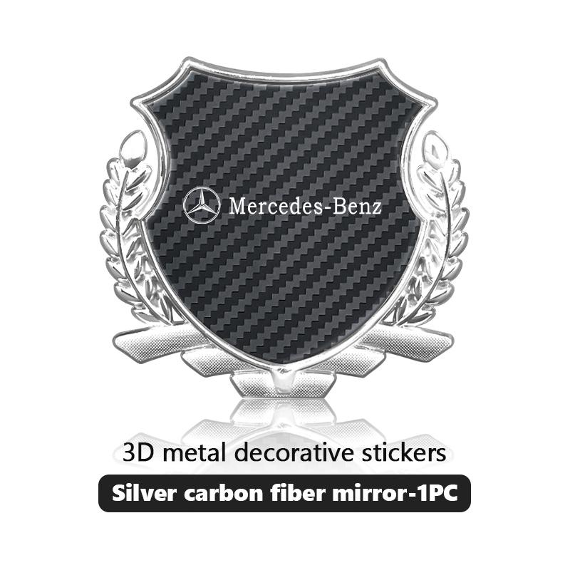 For Benz 3D Emblem Alloy Badge Car Body Side Decal Decoration Sticker Accessories AMG CLA CLS C180 C200 W204 W205 Exclusive A C
