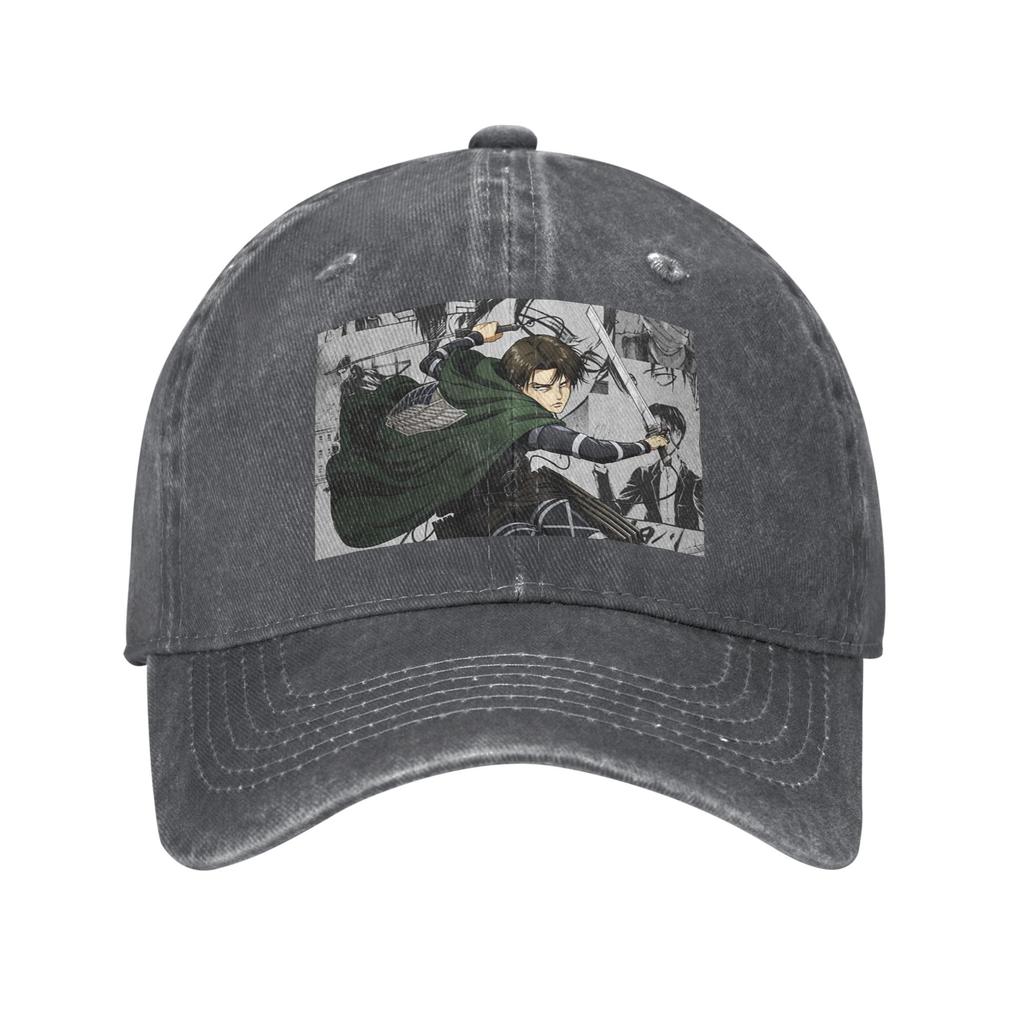 Levi AckerUnisex Attack On Titan Washed Denim Cap Casual Baseball Caps Adjustable Hat Summer Unisex Baseball Hats