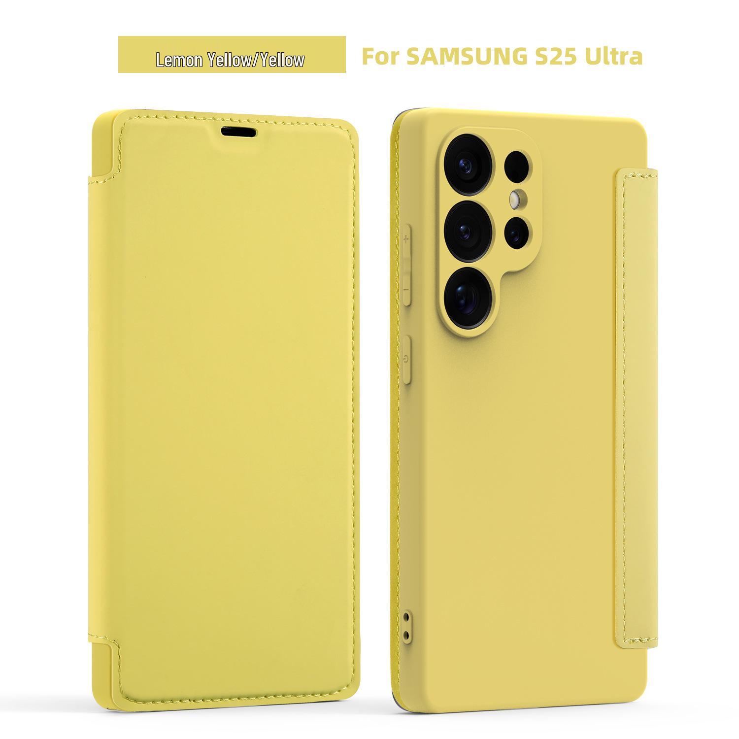 

Кожаный чехол для Samsung S25 Ultra/S24 Plus/S23: Имитация жидкой кожи, Однотонный цвет, Слот для карт, Точные вырезы, Защита от падений S22 Ultra