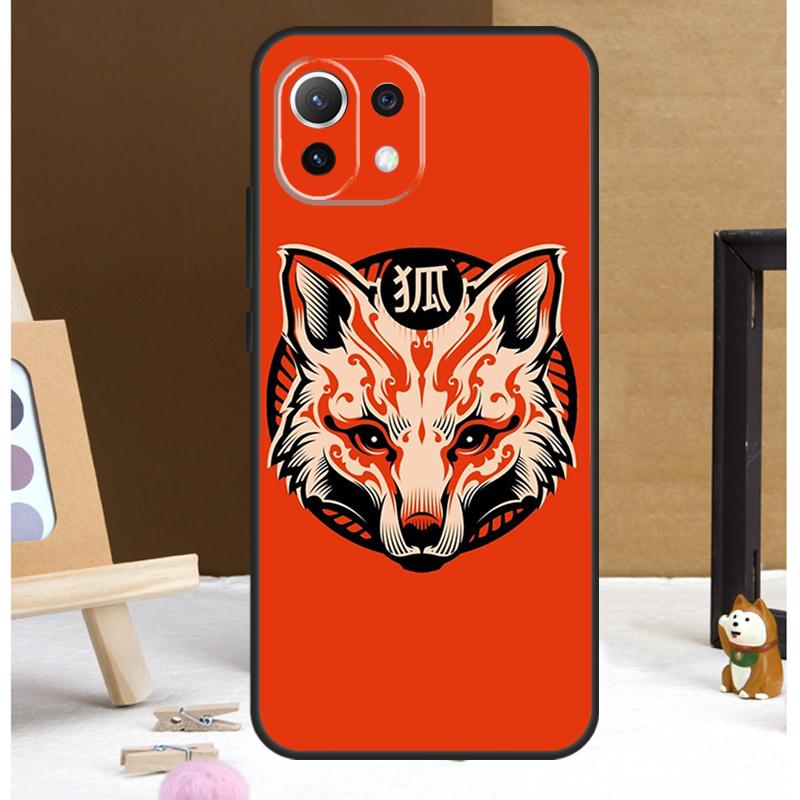 Japanese Kitsune Fox Mask Case For Xiaomi 14 Ultra 13 11T 12T 13T Pro 12 Lite POCO X6 Pro X3 X4 X5 M5s M6 F3 F5 Cover